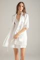 Pijama Camisola con tiras ajustables en satín y encaje en copas, Color Off White