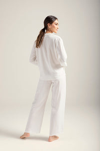 Pijama pantalón, polera manga larga Color Off White
